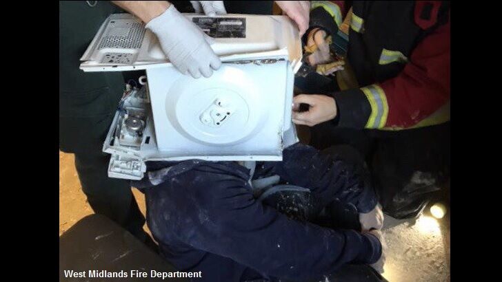 Man Gets His Head Stuck in Cement-Filled Microwave