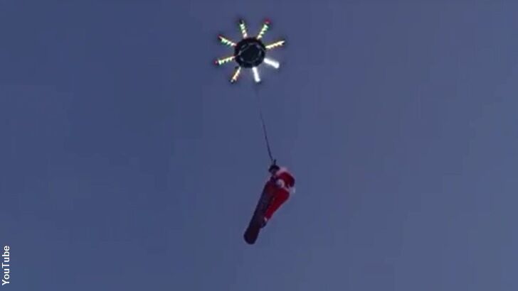 Watch: Santa 'Flies' Via Giant Drone
