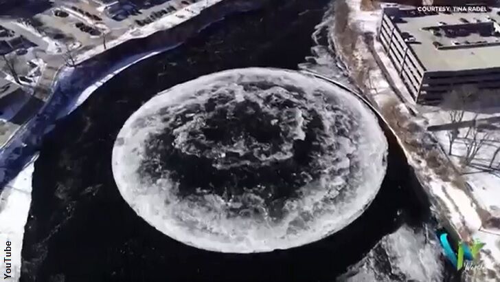 Giant Ice Disc Forms in Maine River