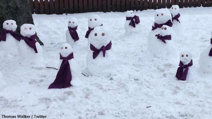 Eerie Army of Snowmen Honor Fallen Friend
