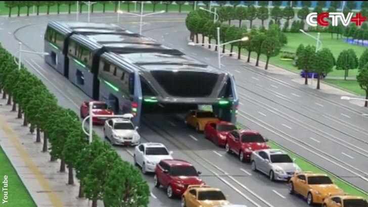 Enormous Elevated Bus Unveiled in China