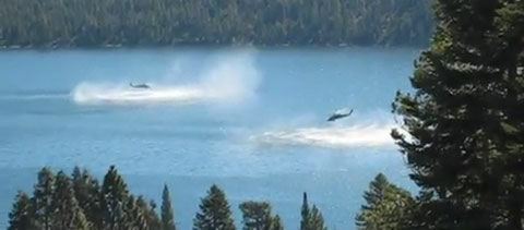 Video: Helicopter Dips Into Lake