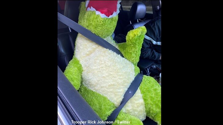 Driver Busted Using Carpool Lane with Giant Stuffed Dinosaur Riding Shotgun