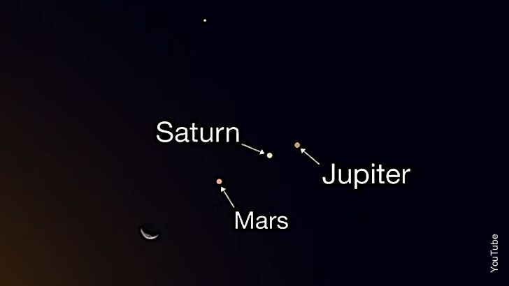 Spectacular Celestial Event as Planets and Moon Line Up