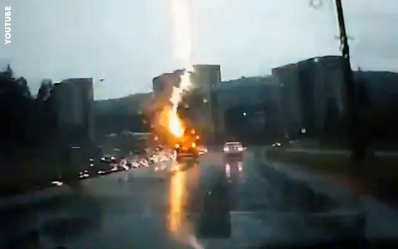 Video: Lightning Strikes SUV