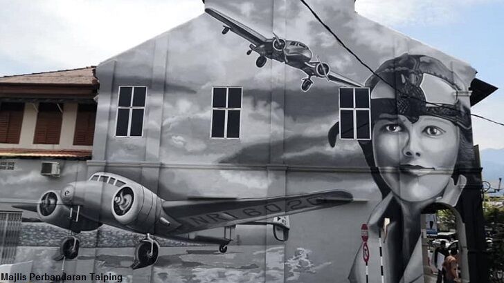 Earhart Mural in Malaysia Gets Panned