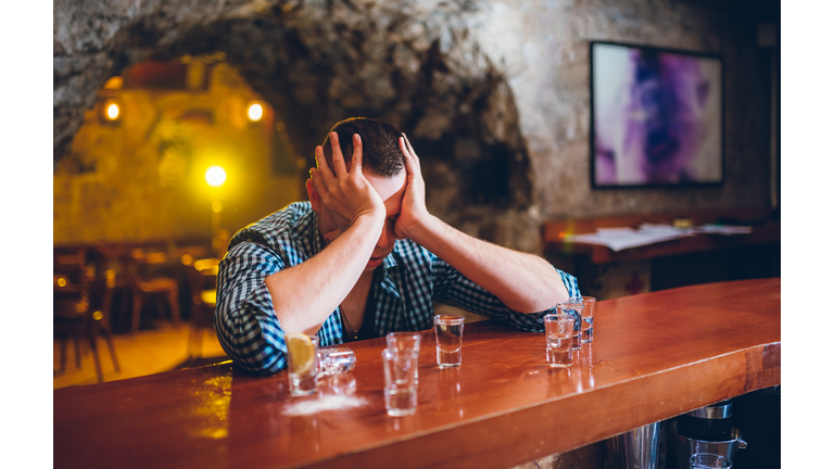 Drunk man in bar