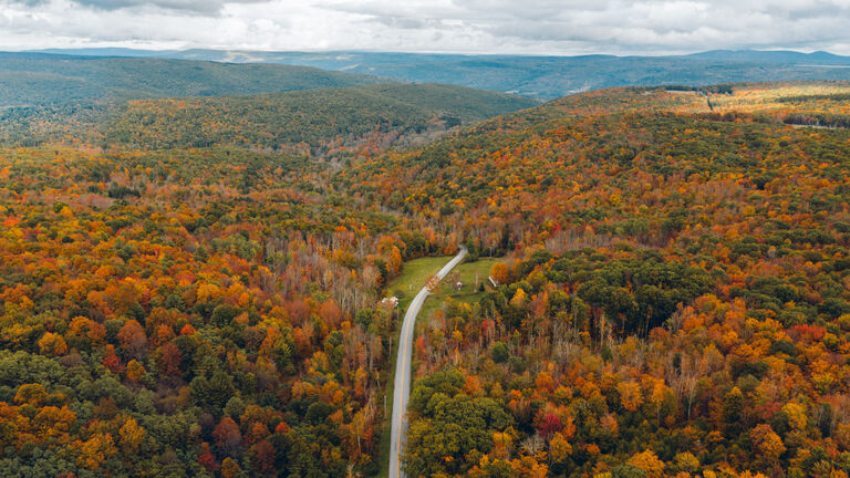 Aerial Road Trip in Catskill Mountain New York