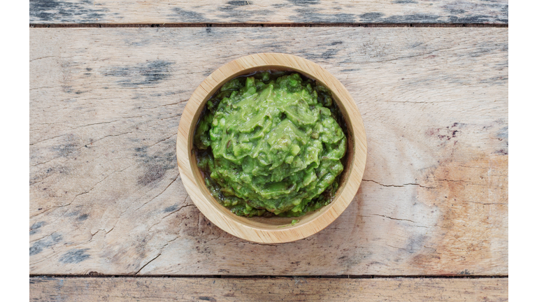 Directly Above Shot Of Guacamole In Bowl