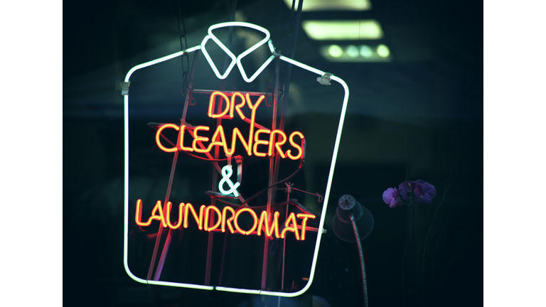 Dry cleaners and laundromat neon sign