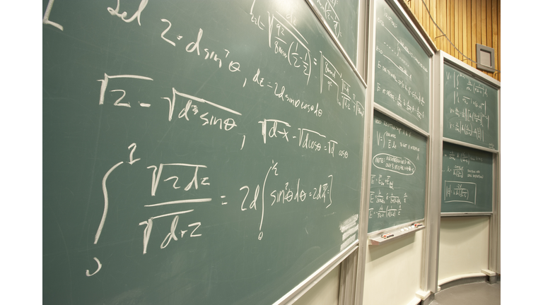 Blackboard displaying math figures