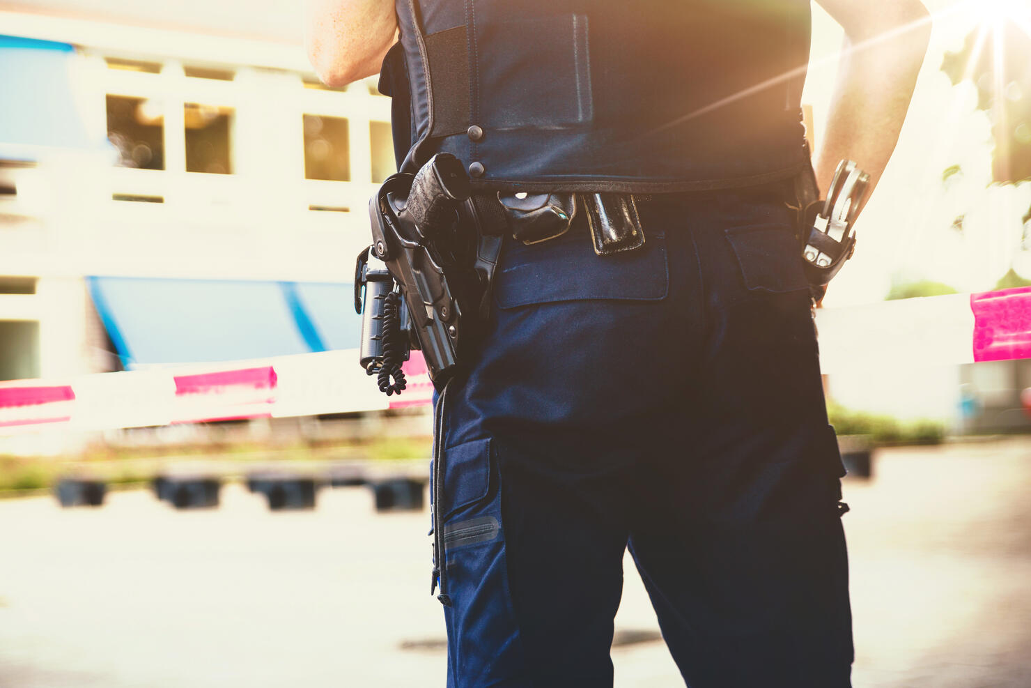 Policeman on on a crime scene investigation