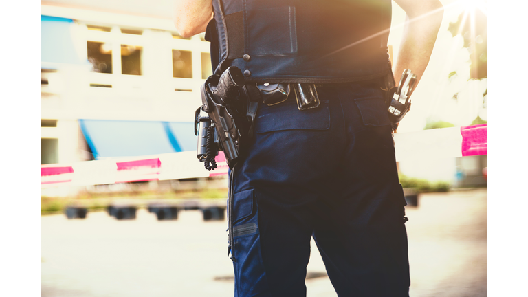 Policeman on on a crime scene investigation