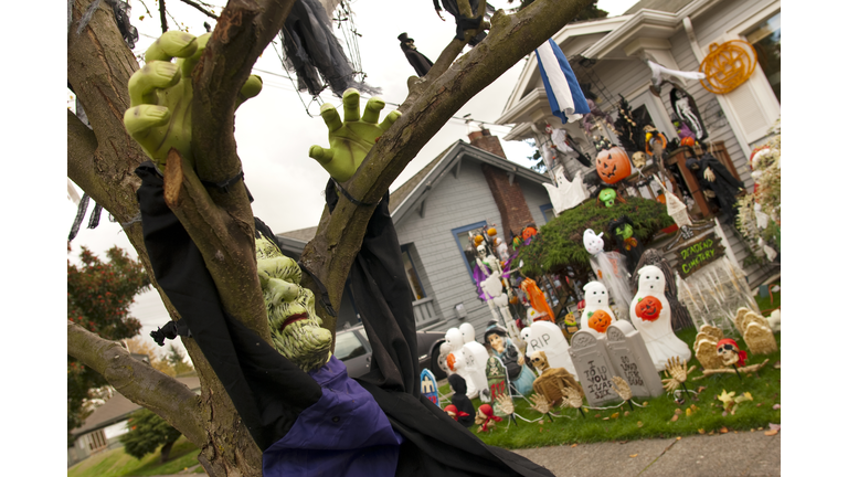Frankenstein and other Halloween decorations