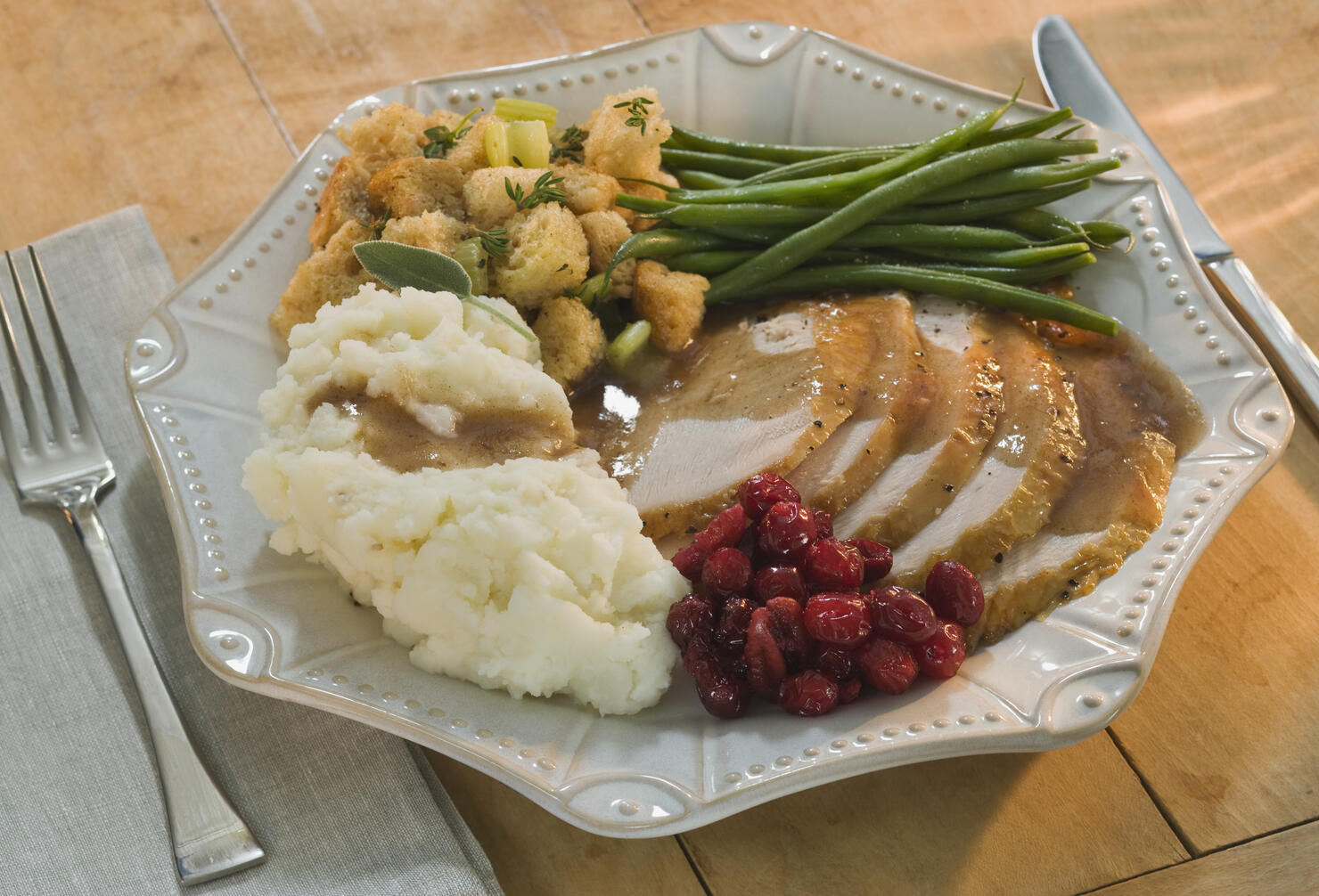 Thanksgiving dinner on plate