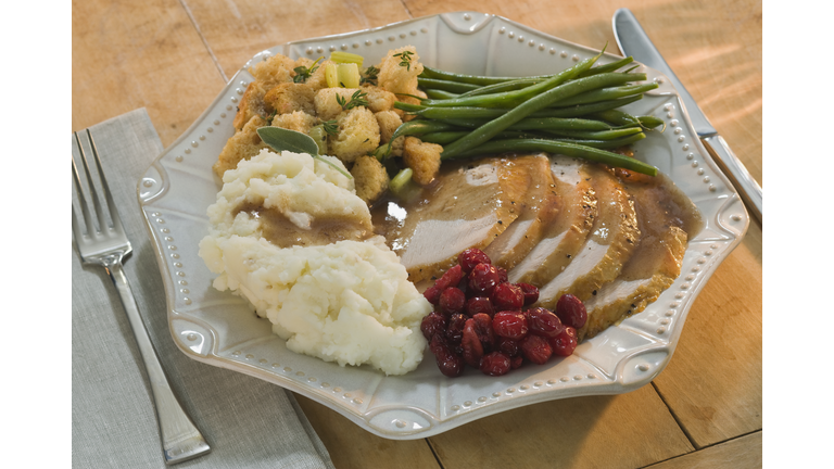Thanksgiving dinner on plate