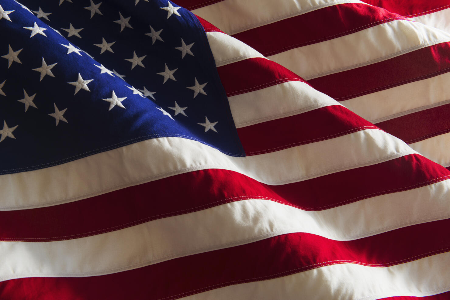 Detail of US flag, studio shot