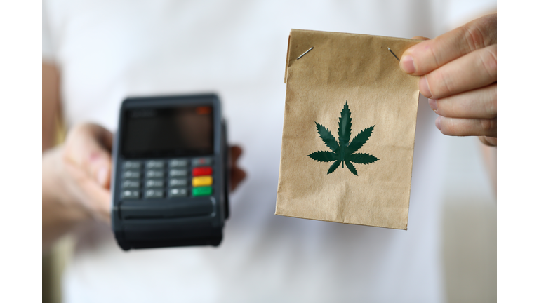 Package delivery with marijuana, payment terminal