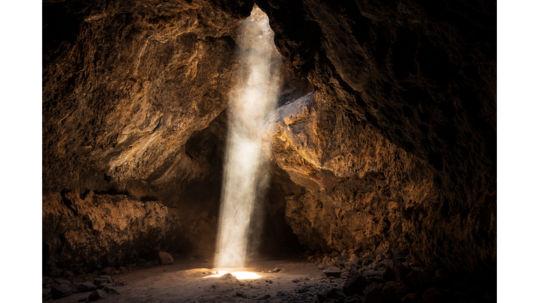 Cave with light coming through hole