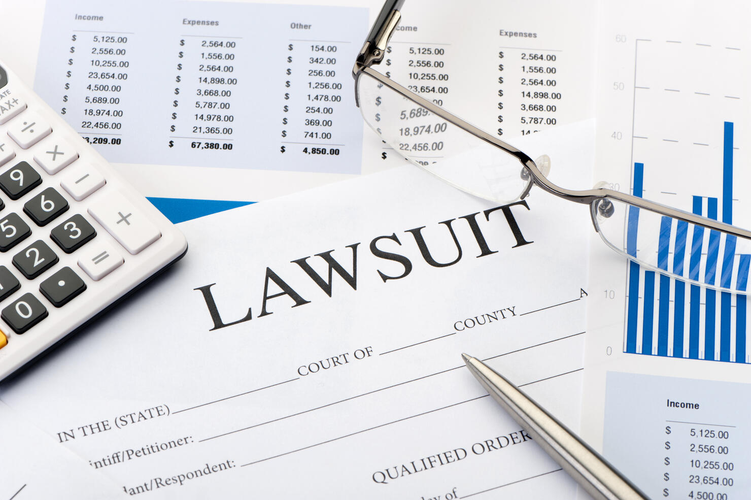 Lawsuit form an a desk