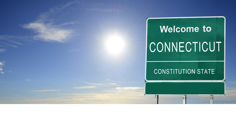 Connecticut, Welcome road sign
