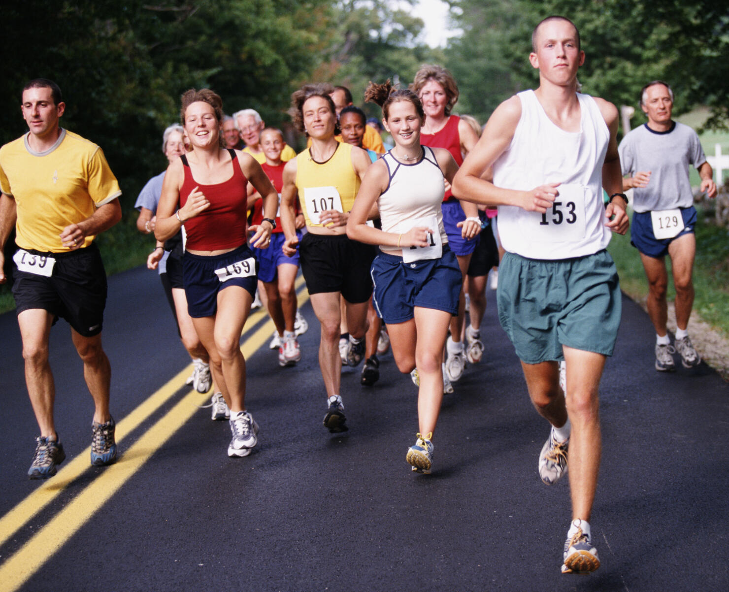 People running in road race