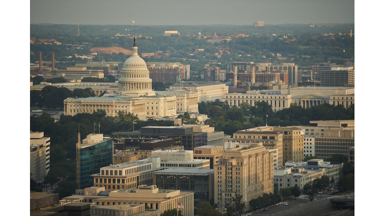 USA, Washington, D.C., Aerial photograph of the United States Capitol and the Federal Triangle