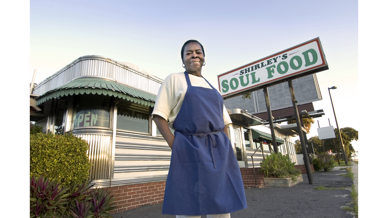 Female diner owner, portrait