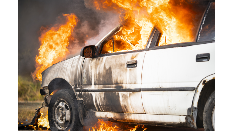 Car being fired from accident