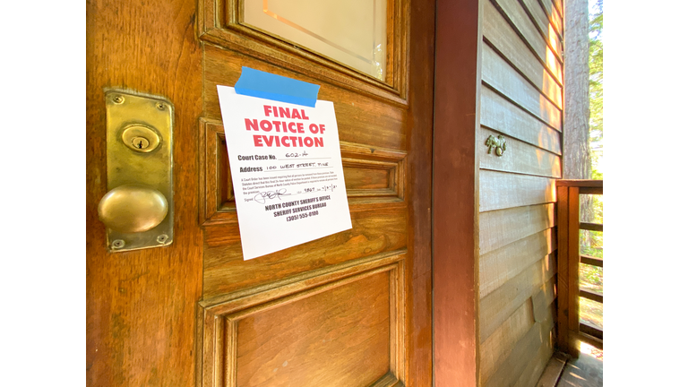 Eviction notice on door of house