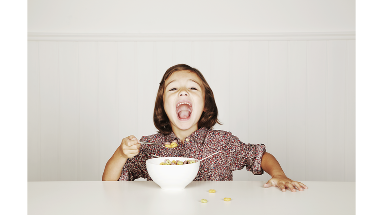 Portrait of girl with cereal