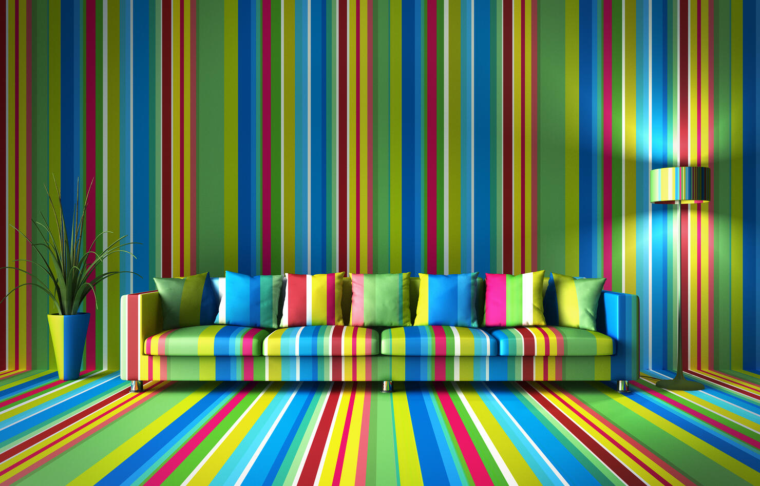 Colorful striped XXL sofa