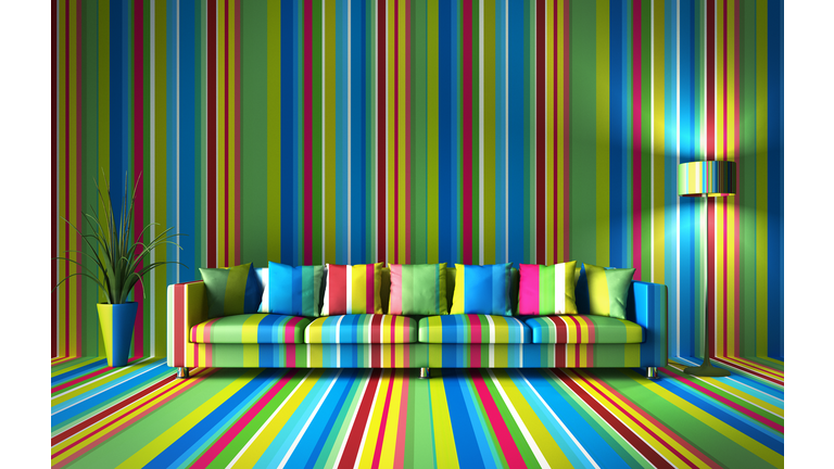 Colorful striped XXL sofa