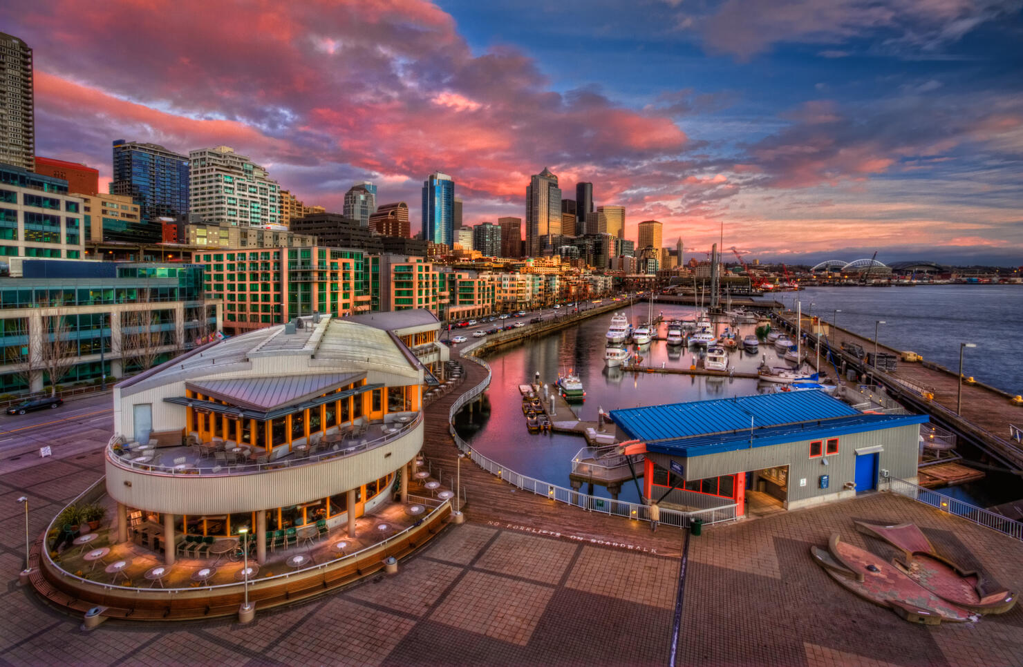 Seattle waterfront at sunset
