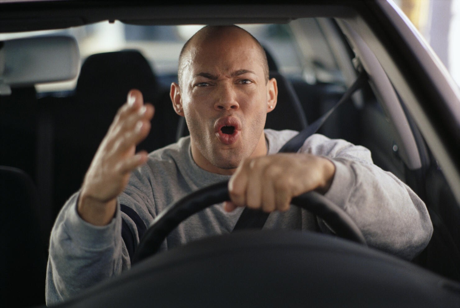 Man Driving with Road Rage