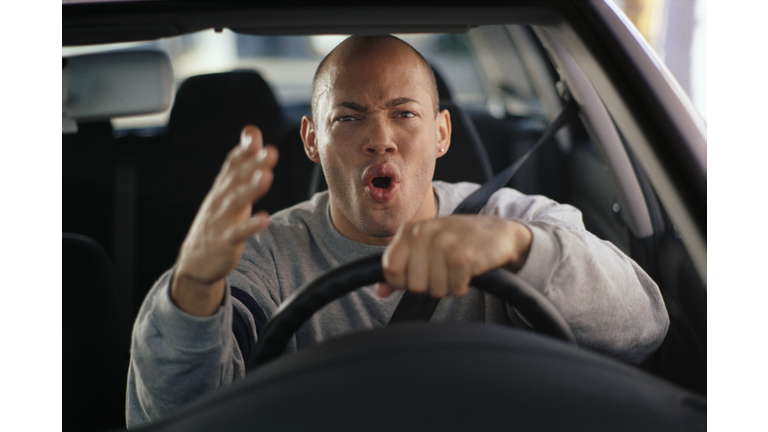 Man Driving with Road Rage