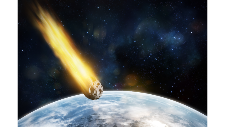 Asteroid entering blue`s planet atmosphere