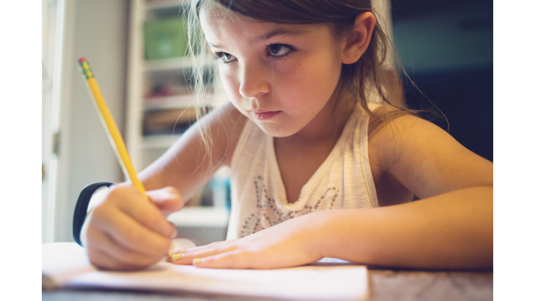 Girl doing homework