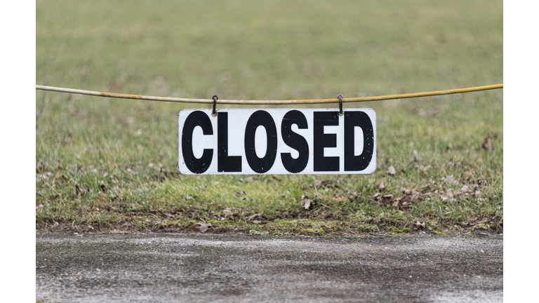 Closed sign in a park