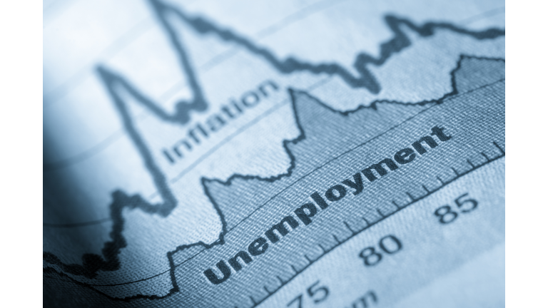 Folded sheet of paper with an unemployment graph on