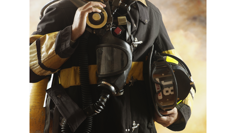 Close up of male fire fighter