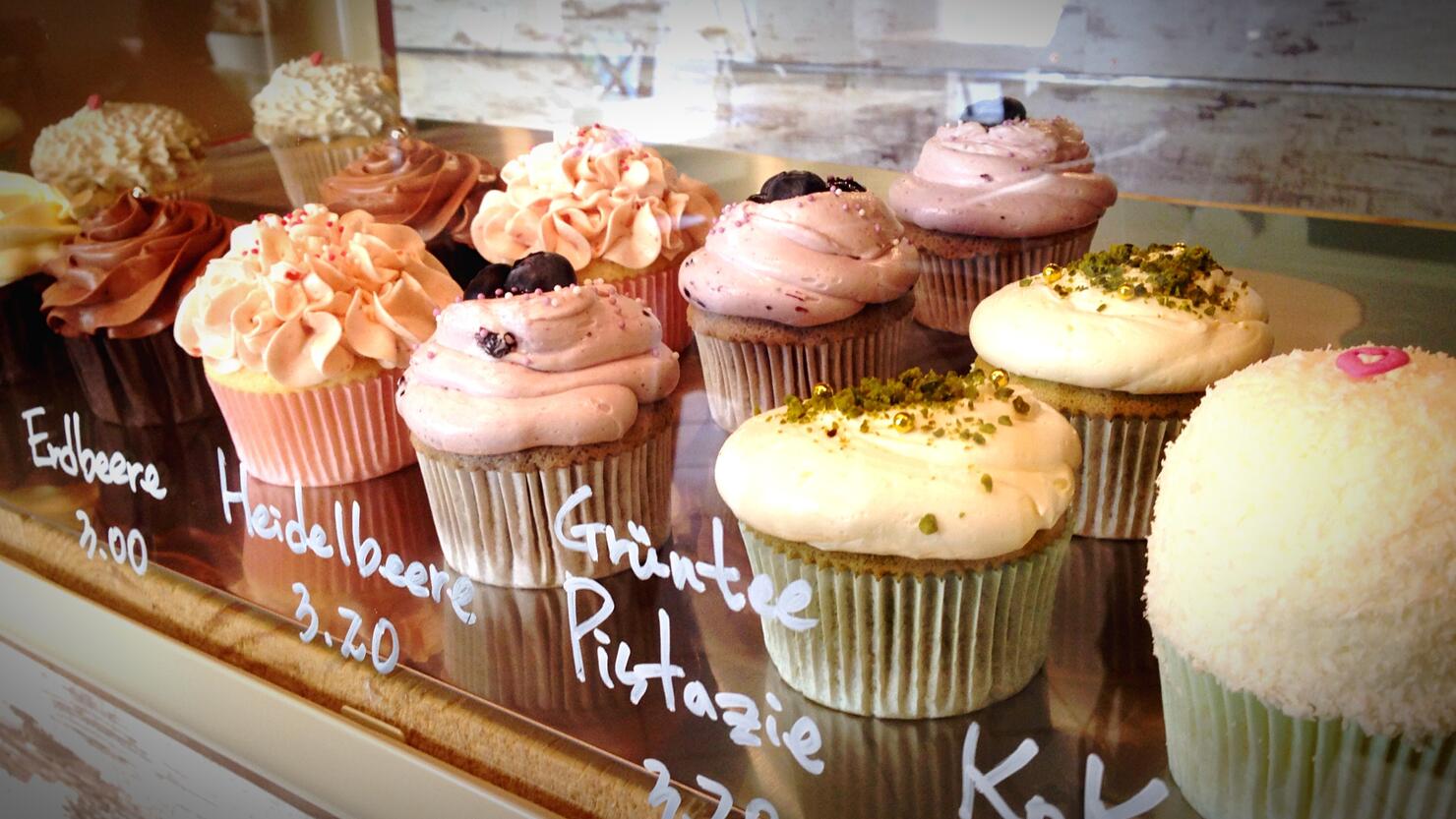 Variety Of Cupcakes At Bakery Shop