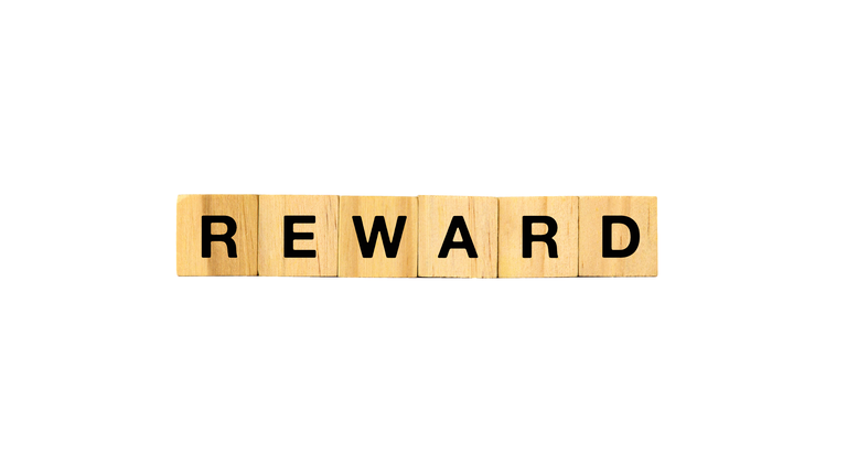 Reward Text Written on Wooden Block