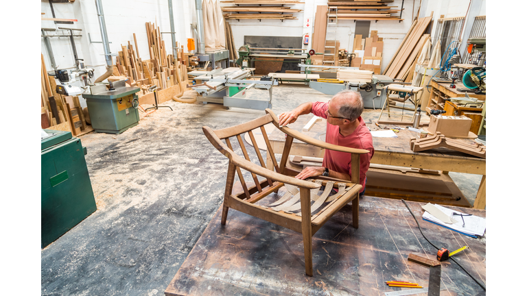 old chair in a woodworking studio