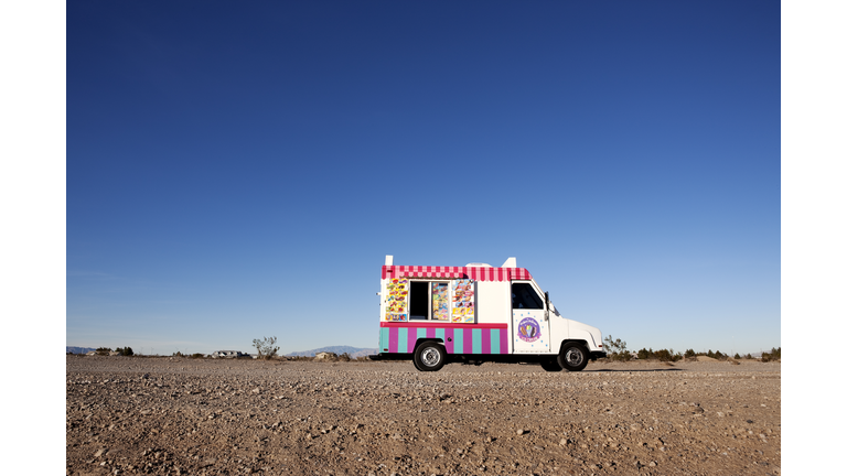 Ice cream truck parked in Nevada Desert