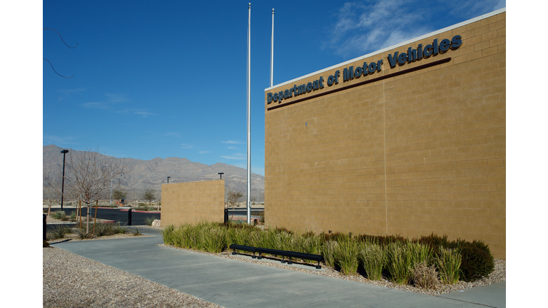 A Department of Motor Vehicles DMV brick building