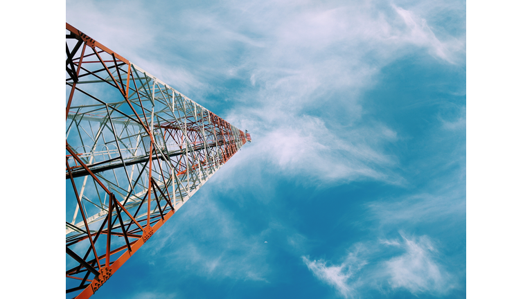 Low Angle View Of Communications Tower Against Sky