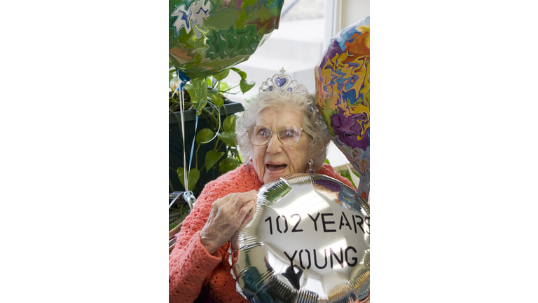 Centenarian 102-year-old Woman Celebrates Birthday