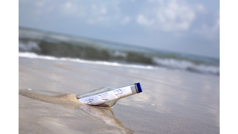 Message in Bottle at Water's Edge