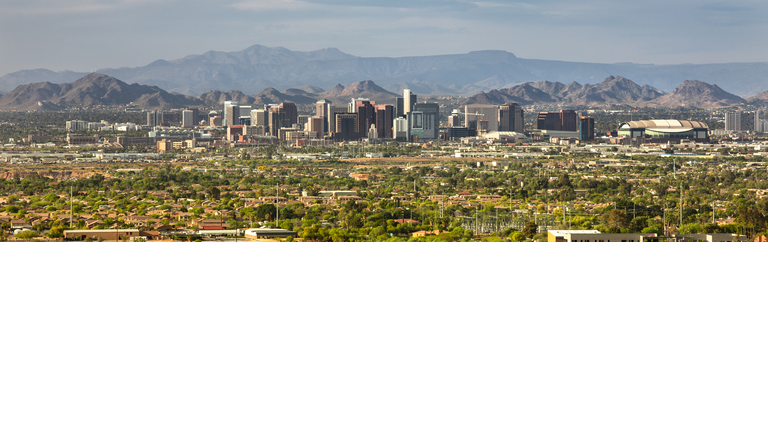 Phoenix and Scottsdale city panoramic skyline in Arizona USA